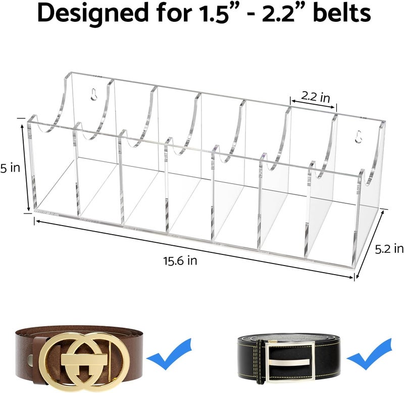 FEMELI Belt Organizer, Acrylic 7 Compartments Container Storage Holder, Clear Display Case for Closet Tie and Bow Tie - Image 3